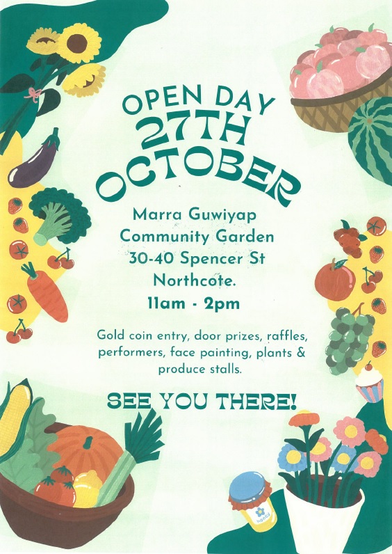 A poster made by Marra Guwlyap Community Garden featuring the event they made. 