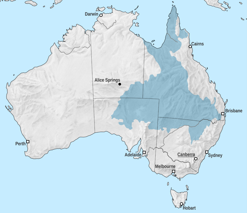 Map of Australia's Great Artesian Basin (Tentotwo, via Wikimedia Commons)