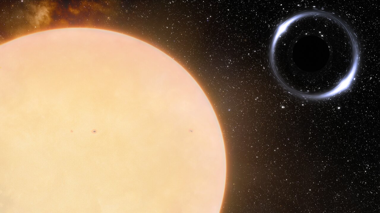 Artist’s impression of Gaia BH1, the closest black hole to Earth, and its Sun-like companion star (Image by International Gemini Observatory/NOIRLab/NSF/AURA/J. da Silva/Spaceengine/M. Zamani)