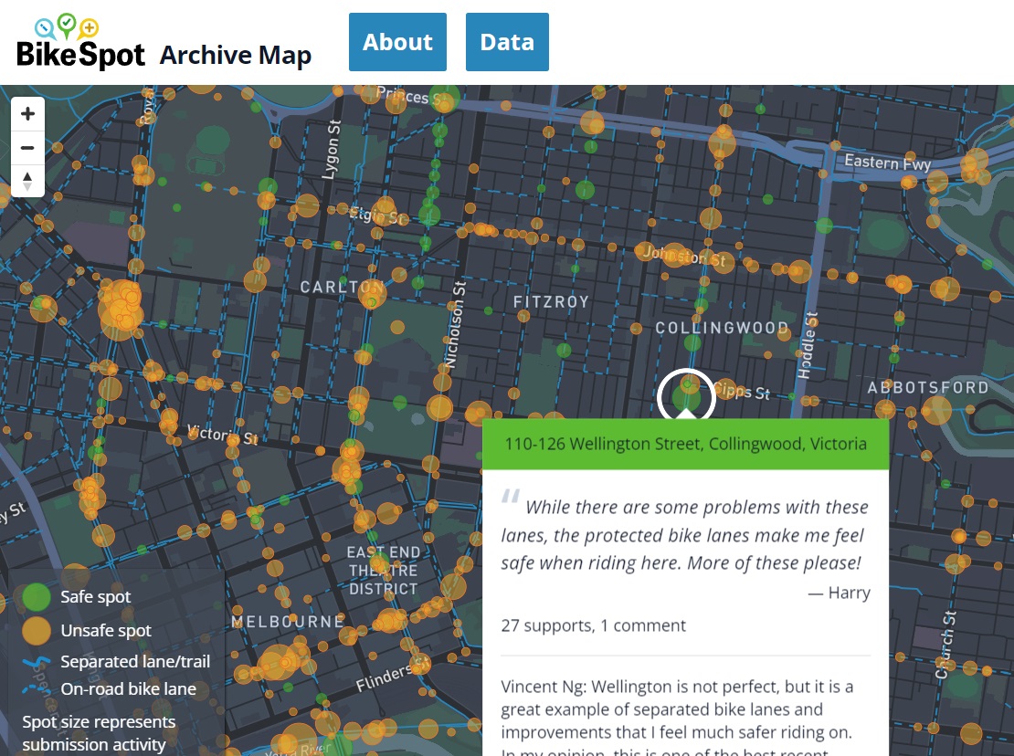 BikeSpot, the good, the bad and what should be improved. Screenshot: BikeSpot Project