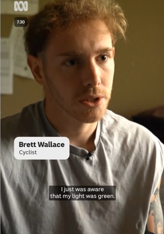 Brett Wallace interviewed by Rhiana Whitson ABC 7.30, image credit: ABCTV_news instagram, 3 November 2024