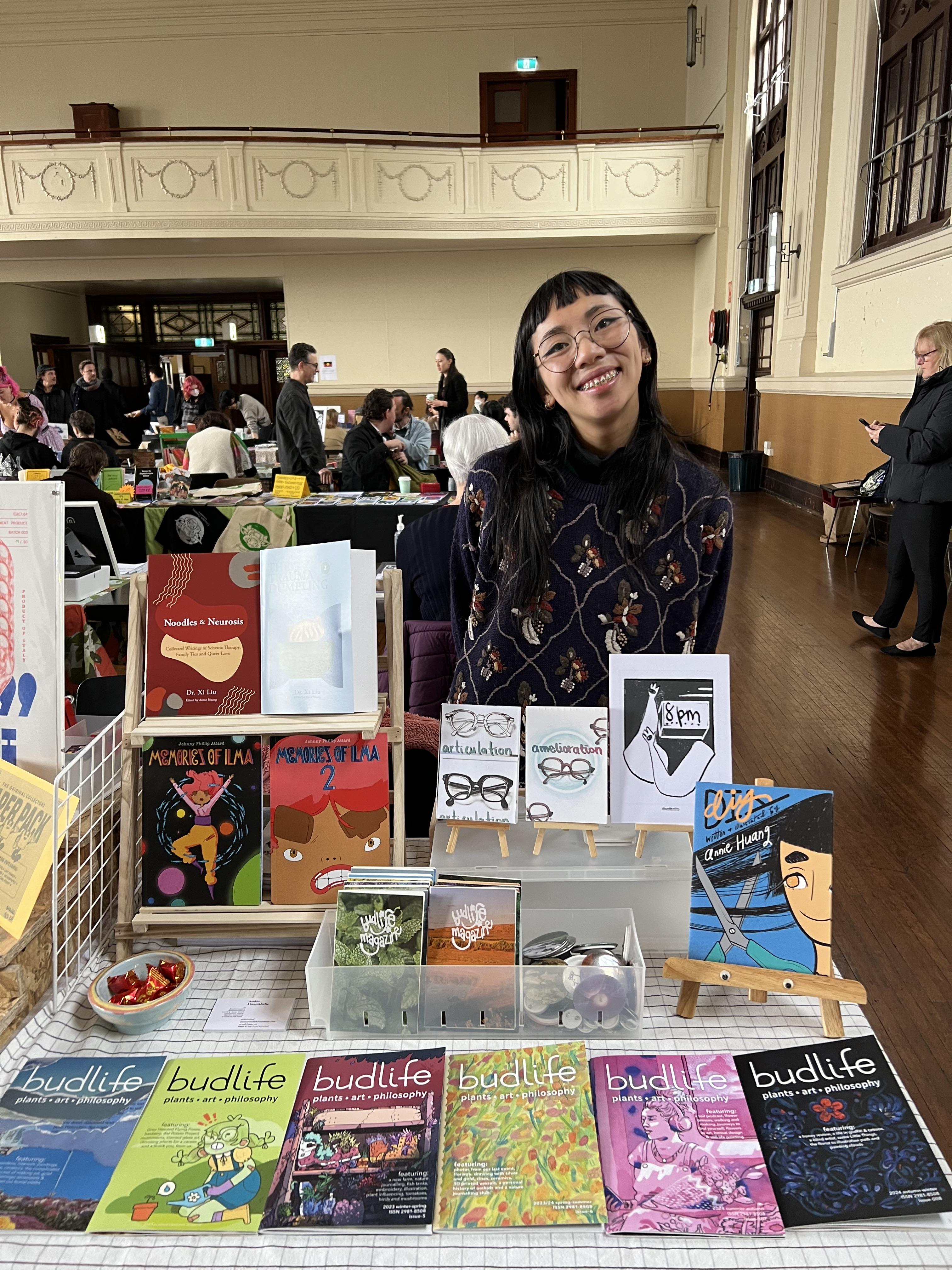 Annie Huang from Take on Publishing at The Blue Mountains Zine Fair photographed by Aphrodite Delaguiado (@illographo on IG)  