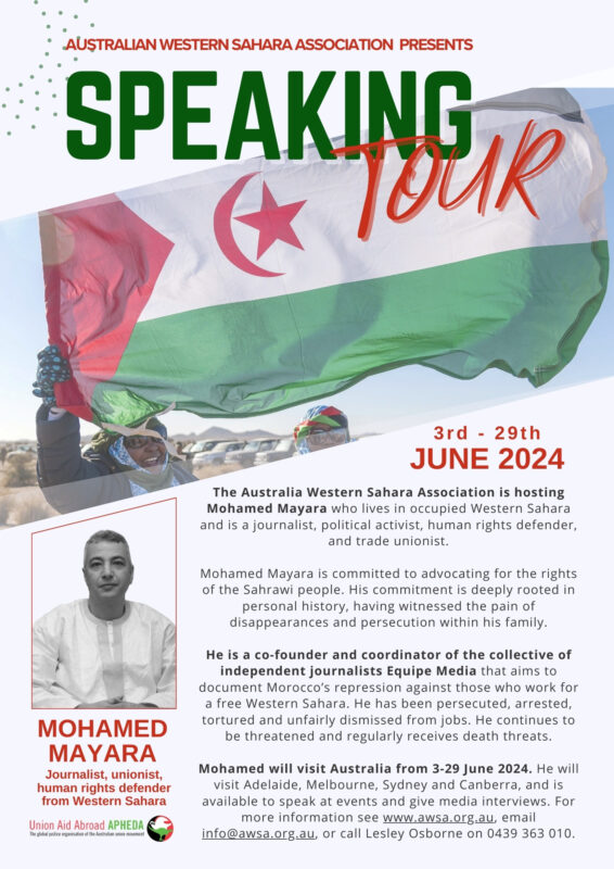 poster for Mohamed Mayara's speaking tour