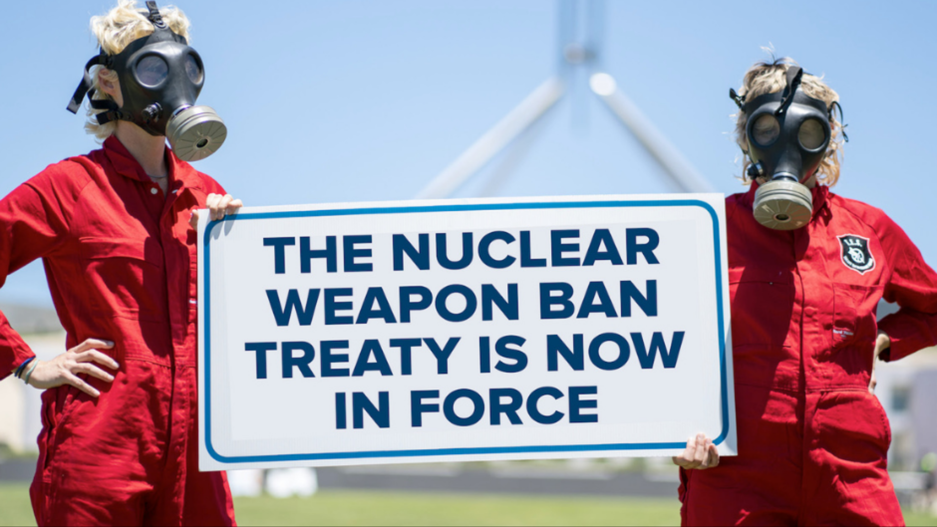 Nuclear weapons ban treaty enforcers in Canberra, image thanks to ICAN Australia.