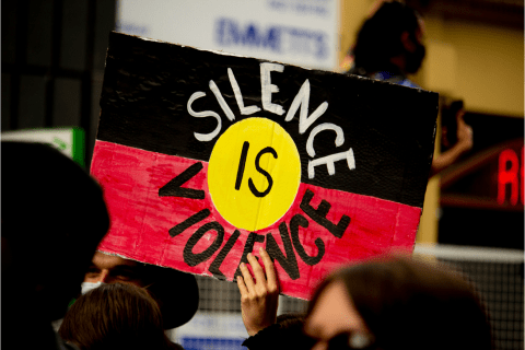 'Silence is Violence' Photo by Brendan Bonsack.