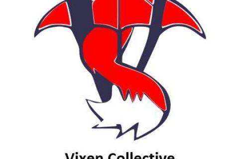 Vixen Collective Image of black V with Red umbrella