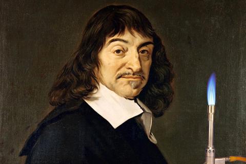 Portrait of René Descartes with Bunsen burner (apologies to Frans Hals)