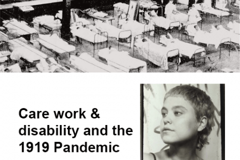 Image of hospital beds from 1919, and image of Julia Bak 