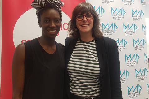 Abena Ofori, Social Impact Manager at the Melbourne Accelerator Program (MAP) and Judy Anderson, CEO of Startup Victoria 