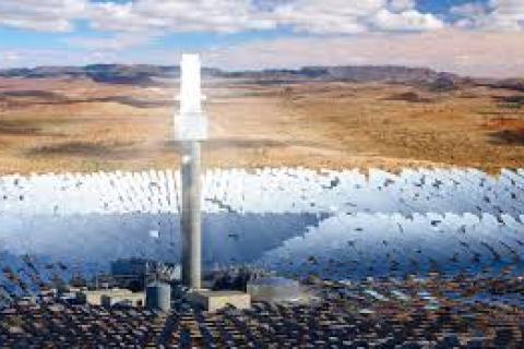 Concentrating solar thermal field with heliostates and reciever tower