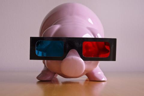 Piglet with 3D glasses