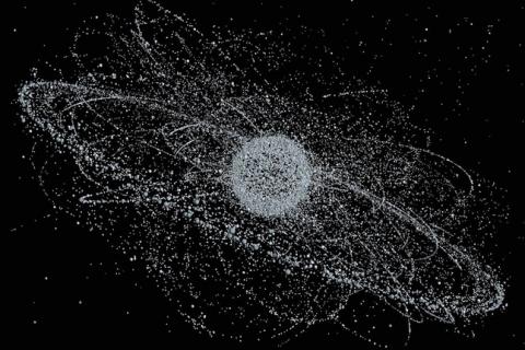 Space debris orbiting the earth